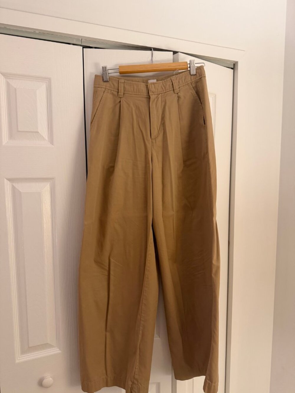 Gap Khaki Wide-Leg Pleated Pants Size 4